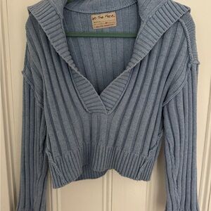 We The Free Light Blue V-Neck Sweater